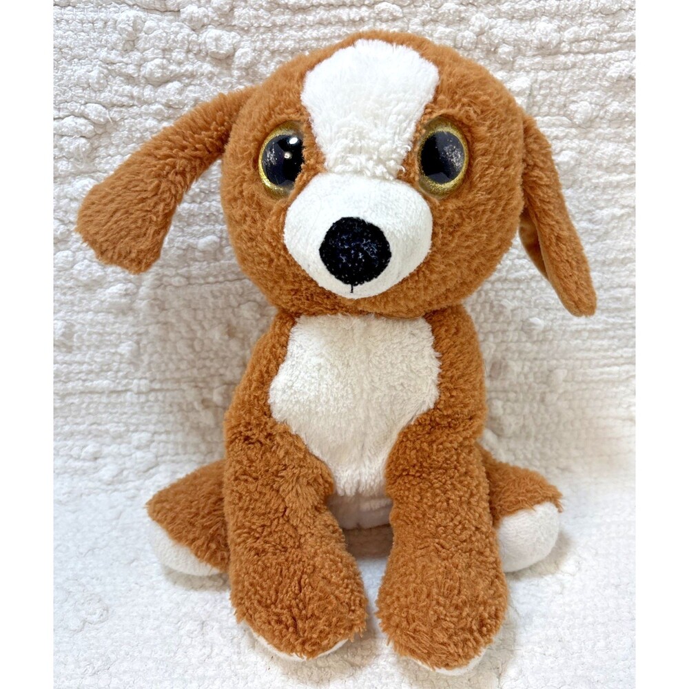 Goffa Brown White Beagle Puppy Dog Plush Big Eyes 10" Stuffed Animal